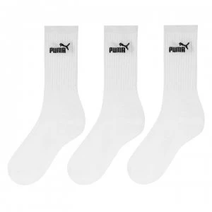 image of Puma 3 Pack Crew Socks Mens - White