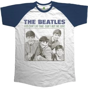 Image of The Beatles - You Can't Do That - Can't Buy Me Love Unisex Large T-Shirt - Blue,White