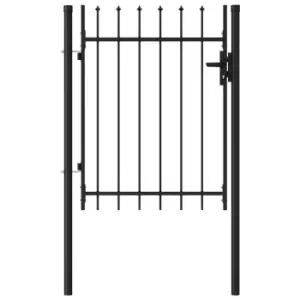 image of Vidaxl Fence Gate Single Door With Spike Top Steel 1X1.2 M Black