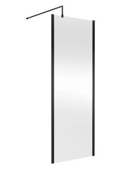Image of Nuie 760mm Outer Framed Wetroom Screen With Support Bar - Matt Black