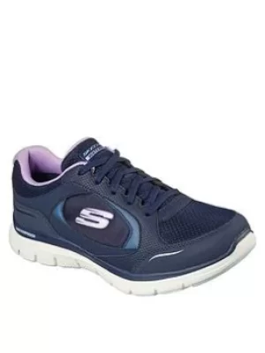 image of Skechers Flex Appeal 4.0 True Clarit Waterproof Trainers, Navy, Size 4, Women