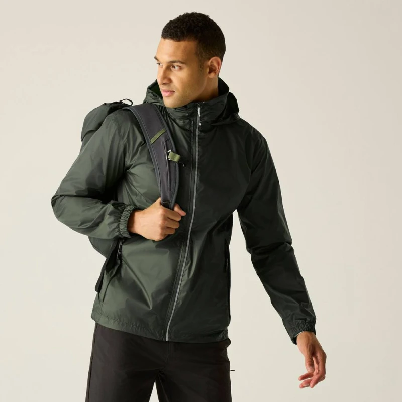 Image of Regatta Mens Lyle IV Waterproof Packaway Jacket in Green Size: Small Green Male S