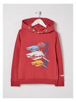 Image of Fatface Boys Graphic Hooded Top - Berry