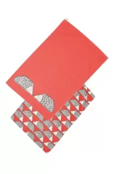 Image of Spike Set of 2 Tea Towels Red