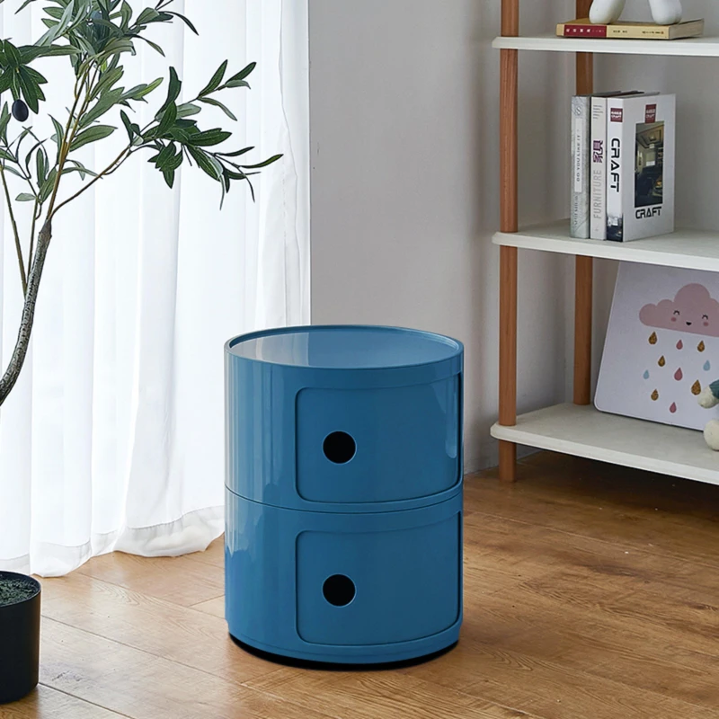 Image of LIFE IDEAS Cylindrical Multi-Tier Plastic Drawer Unit Blue unisex 3 Tier