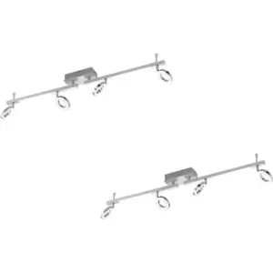 Image of 2 PACK Wall 6 Spot Light Aluminium Chrome Shade Satined Plastic LED 3.2W 2x3.3W
