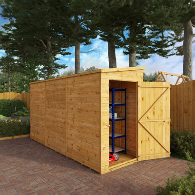 Image of Mercia 12 x 4 Modular Shiplap Pent Windowless Shed, Brown SI-001-003-0193