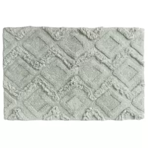 Image of The Linen Yard Diamond Tufted Knitted Cotton Anti-slip Bath Mat Moonbeam
