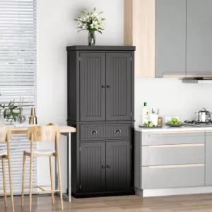 Image of HOMCOM MDF Storage Cabinet Freestanding Tall Kitchen Cabinet Cupboard Drawer Kitchen Pantry Home Organizer Furniture, 183H x 76.2W x 40.2Dcm, Black