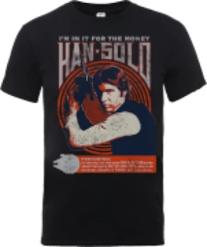 Image of Star Wars Han Solo Retro Poster T-Shirt - Black - S