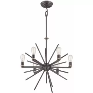 Image of 6 Bulb Chandelier Hanging Pendant LIght Western Bronze LED E27 60W Bulb