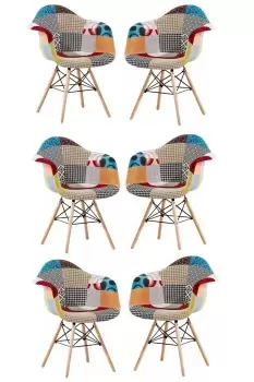 Image of Moda Patchwork Eiffel Armchair, Set of 6 Dining Chairs
