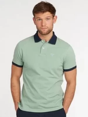 image of Barbour Barbour Lynton Contrast Collar Polo Shirt, Green, Size XL, Men