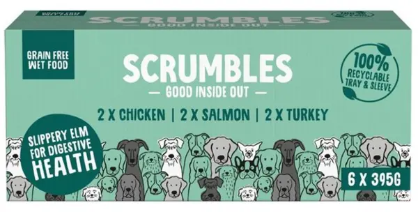 image of Scrumbles Grain Free Wet Dog Food Variety Pcs 6 x 395g