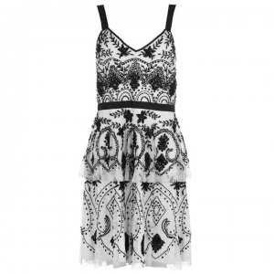 Adrianna Papell Tier Beaded Dress - IVORY/BLACK