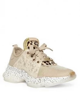 Image of Steve Madden Mescal Trainer - Gold Print, Taupe, Size 8, Women