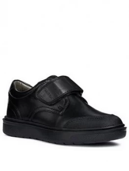 Image of Geox Riddock Leather Strap School Shoes - Black, Size 1 Older