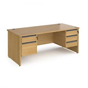 Image of Dams International Straight Desk with Oak Coloured MFC Top and Graphite Frame Panel Legs and Two & Three Lockable Drawer Pedestals Contract 25 1800 x