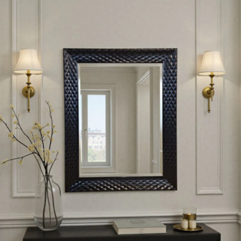 Image of Yearn Mirrors Yearn Diamont Framed Black Bevelled Mirror, Black YG703BLK30X20
