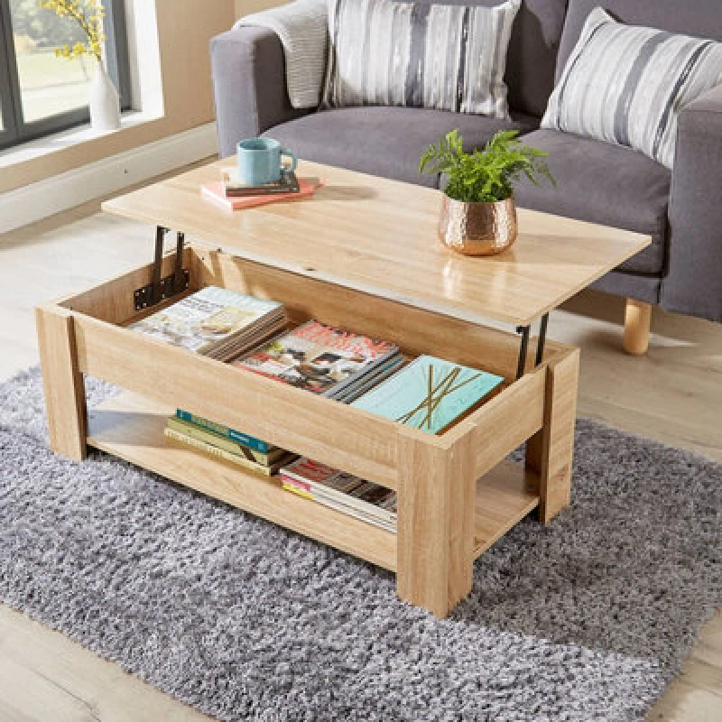 Image of Home Source Orlando Lift Up Storage Coffee Table Natural