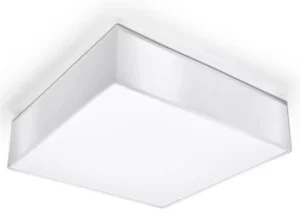 image of 2 Light Flush Square Ceiling Light White, E27