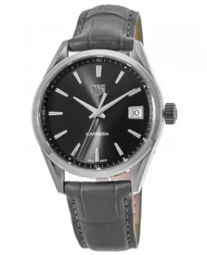 Image of Tag Heuer Carrera Quartz Grey Dial Grey Leather Strap Womens Watch WBK1313.FC8260 WBK1313.FC8260