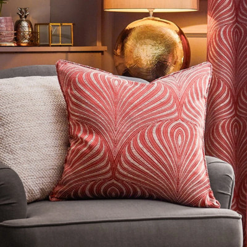 Image of Paoletti Paoletti Gatsby Jacquard Polyester Filled Cushion in Terracotta Size: 50cm x 50cm Terracotta 50cm x 50cm Unisex 5025532998316