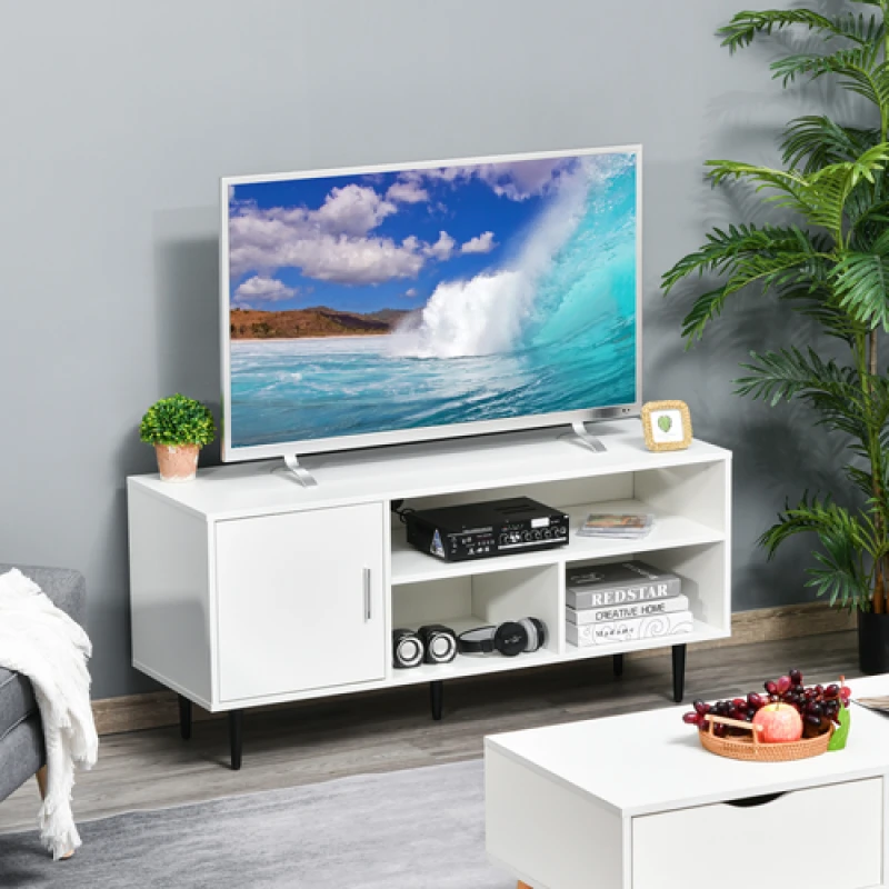 Image of HOMCOM HOMCOM TV Stand Cabinet with Shelves and Cable Hole for Living Room, White White One Size Unisex 5063603033146