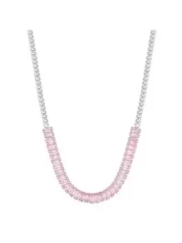 image of Lipsy Silver Pink Crystal Baguette Collar Necklace