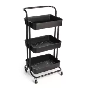 Image of 3 Tier Storage Trolley Black M&amp;W