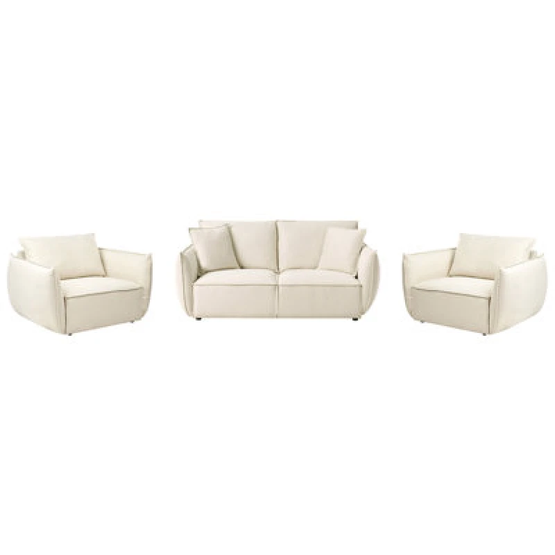 Image of Beliani Living Room Set 5 Seater Kunes Fabric Light Beige
