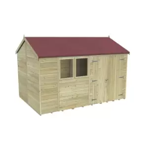 image of Forest Garden Timberdale 12X8 Reverse Apex Pressure Treated Tongue & Groove Solid Wood Shed With Floor (Base Included)