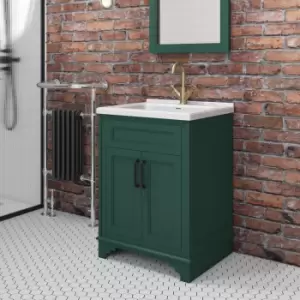 image of 600mm Green Freestanding Vanity Unit with Basin - Camden