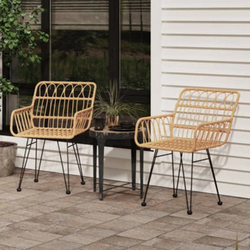 Image of vidaXL Garden Chairs 2 pcs with Armrest 56x64x80cm PE Rattan, Brown 319426