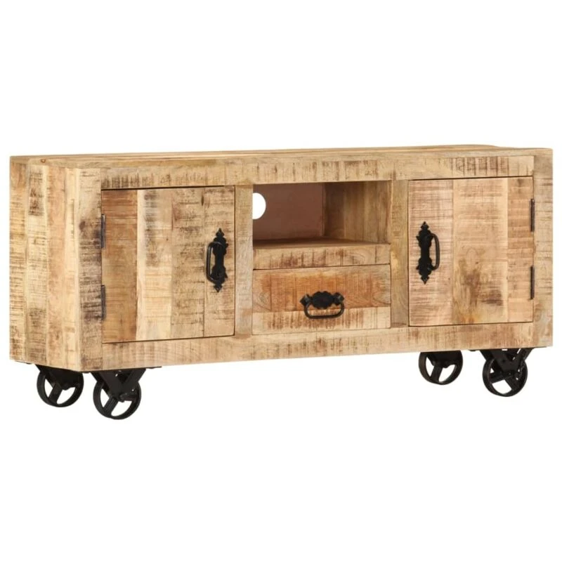 Image of vidaXL TV Cabinet Rough Mango Wood 110x30x50 cm