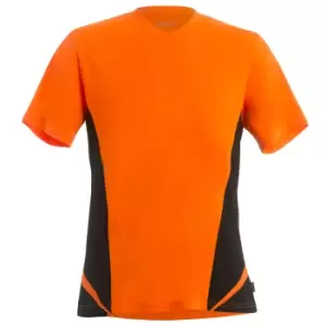 Gamegear Mens Cooltex V-Neck Short Sleeved Team Top / Mens Sportswear (2XL) (Fluorescent Orange/Black)