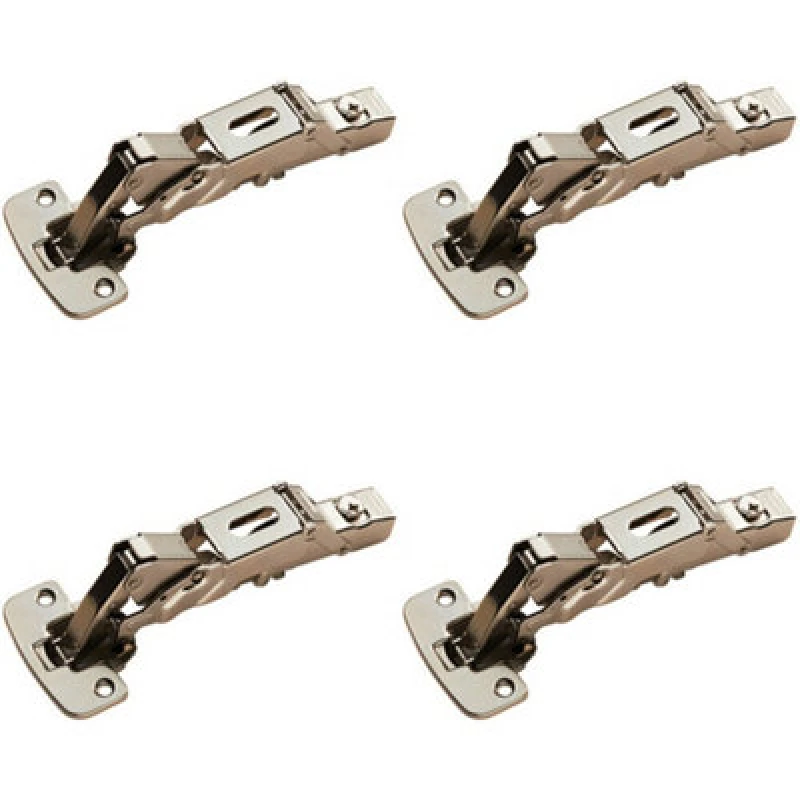 Image of Loops 4x Soft Close Cupboard Hinges 170 Degree Opening Angle Bright Nickel Plate Metallics
