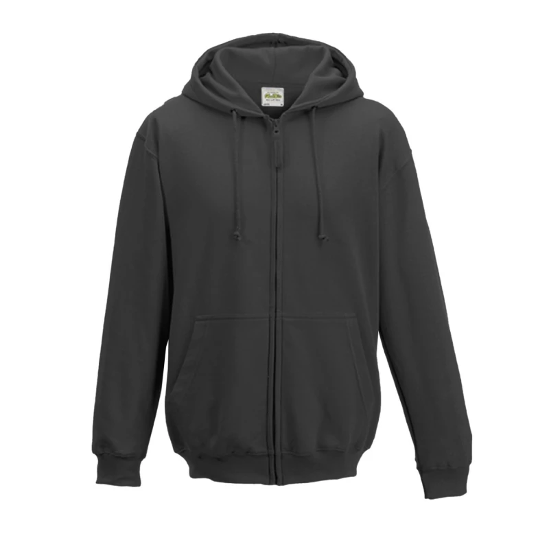 Image of AWDis AWDis Men Plain Hooded Full Zip Hoodie Zoodie in Black Size: large Black L Male 5059269952914