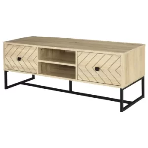 Image of HOMCOM Steel Frame MDF 4-Compartment TV Media Unit Black/Oak
