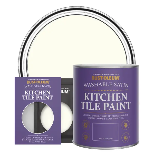 Image of Rust-Oleum Kitchen Tile Paint, Satin Finish - ANTIQUE White - 750ml
