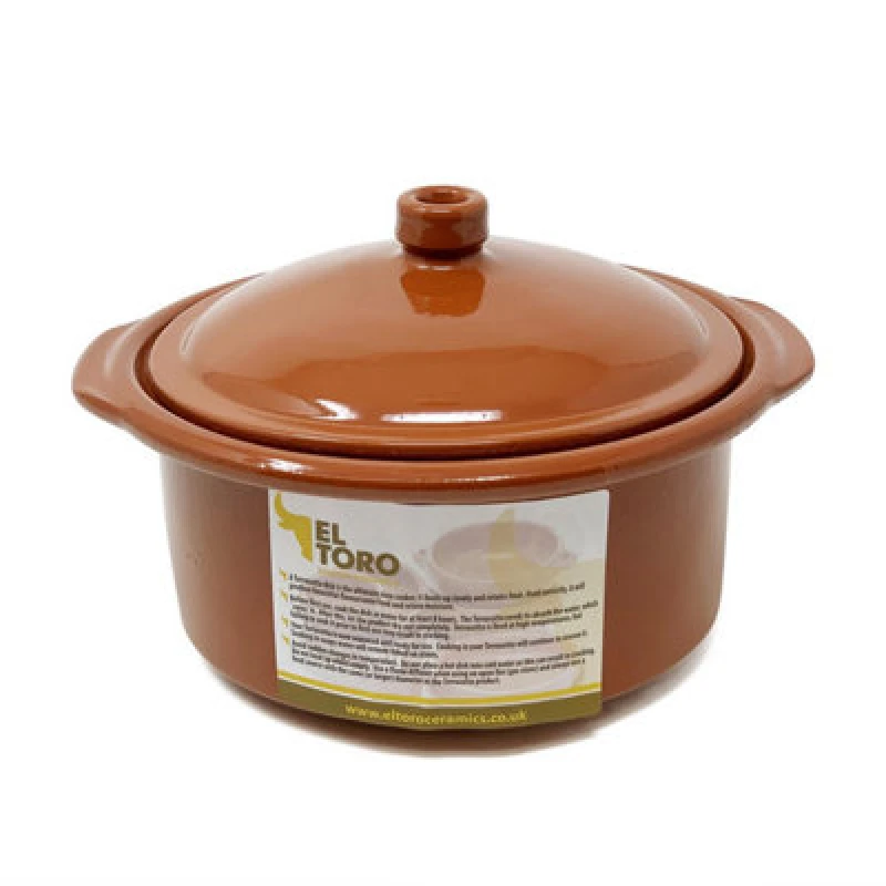 Image of Verano Spanish Ceramics El Toro Glazed Terracotta Brown Kitchen Dining Lidded Casserole Dish 1.5L