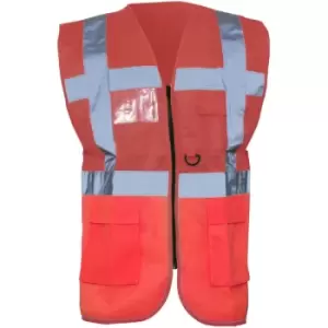 image of Yoko Hi-Vis Premium Executive/Manager Waistcoat / Jacket (Pack of 2) (L) (Red) - Red