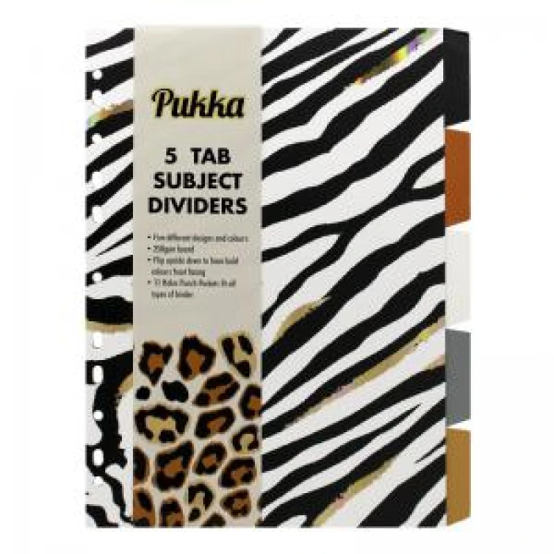 Image of Pukka Pad Wild Divider 5-Part 250gsm A4 Assorted 9531-WLD