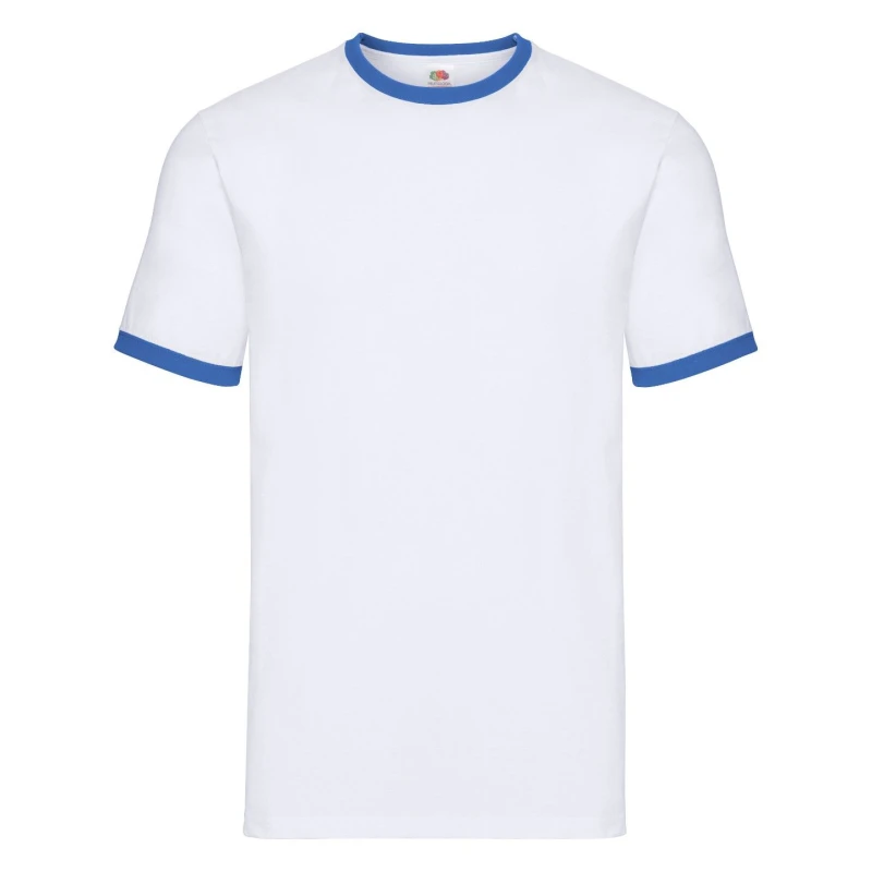 Image of Fruit Of The Loom Fruit of the Loom Men Ringer Contrast T-Shirt in White Size: X-Large White XL Male 5063527928870