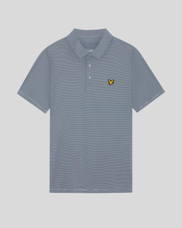 Image of Lyle & Scott Mens Microstripe Technical Polo Shirt Navy Peony/ Blue Lagoon