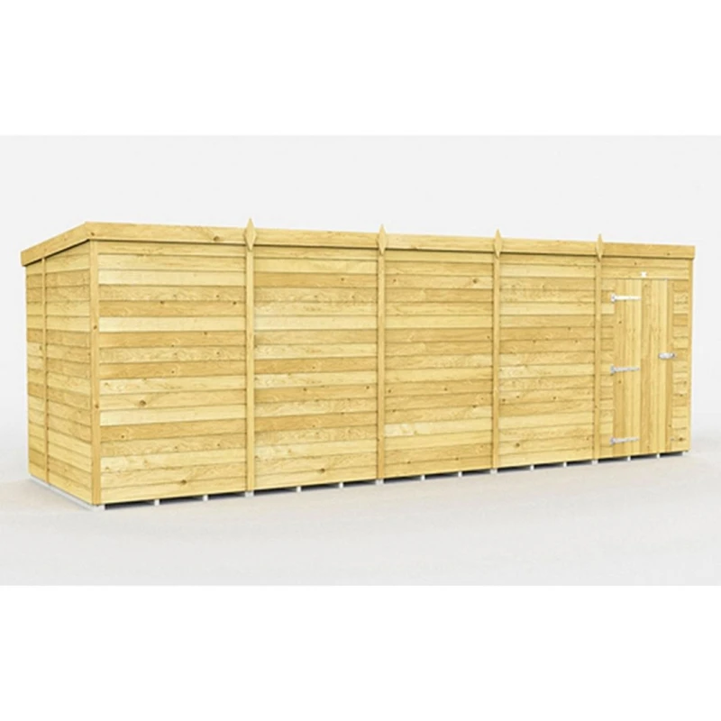 Image of Buttercup Farm 19 x 6 Feet Pent Shed - Single Door W/O Window - L178 x W560 x H201cm in Brown Brown Unisex
