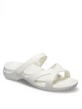 Image of Crocs Meleen Crossband Flat Sandal - Oyster, Size 6, Women