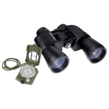 PRAKTICA Falcon 12x50mm Field Binoculars Black + Military Waterproof Compass