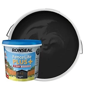 Image of Ronseal Fence Life Plus Matt Shed & Fence Treatment - Tudor Black Oak 5L