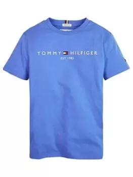 image of Tommy Hilfiger Boys Short Sleeve Essential Logo T-Shirt - Blue Size 14 Years